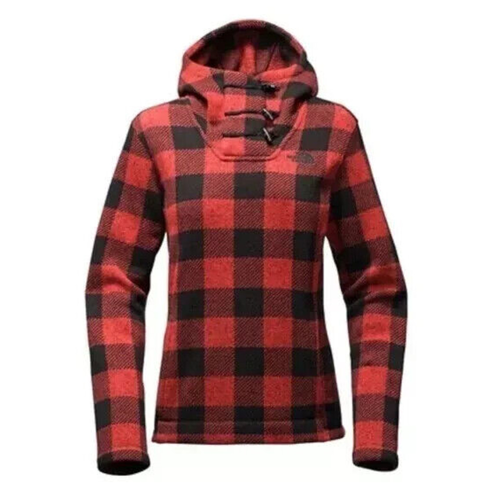 The North Face Crescent Buffalo Plaid Fleece Toggle Hooded Pullover Womens Small - Picture 16 of 16